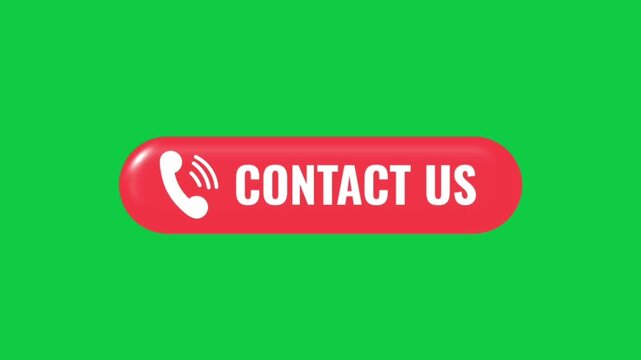 Contact Us Button Animation with Phone Call Icon on Green Background | Customer Support Motion Graphic