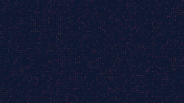 Blue digital binary code background with falling numbers and dots isolated on transparent background, illustration