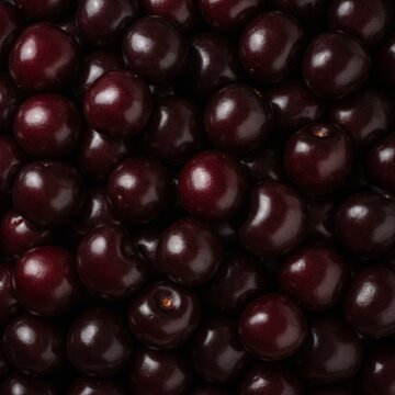 Full Frame Close Up of Ripe Dark Red Sweet Cherries Texture Background