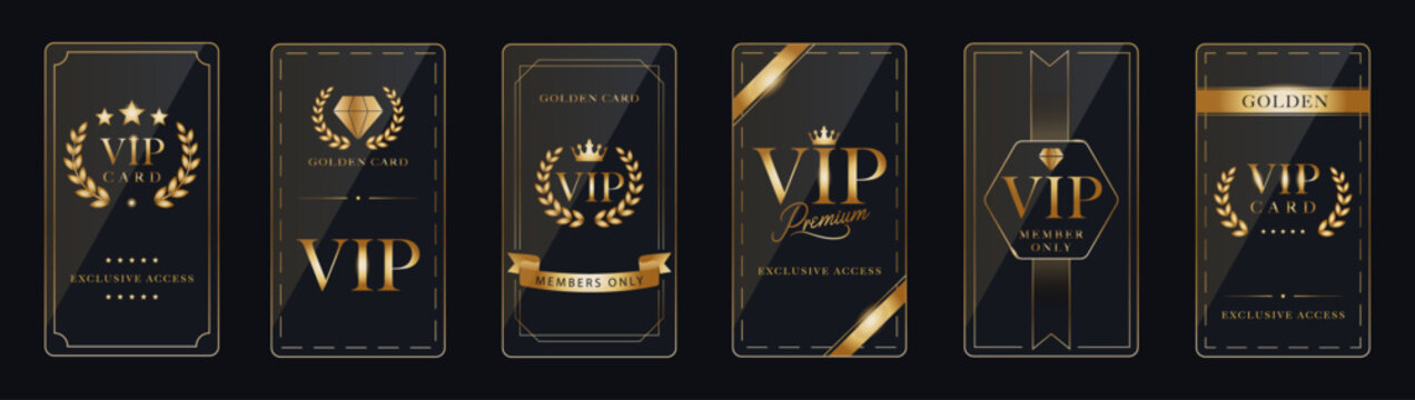 Luxurious black and gold vip cards collection for exclusive access