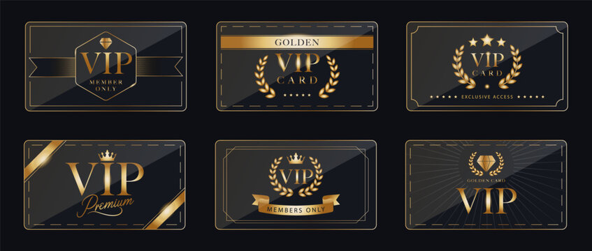 Elegant black and gold vip cards collection with luxury designs