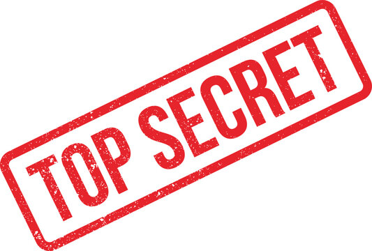 Confidential red top secret stamp with distressed grunge texture for classified documents and restricted information access