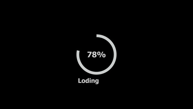 White loading progress bar on black background with 78 percent complete