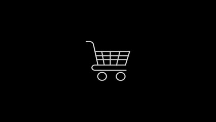 White shopping cart on black background e-commerce © Sadik Stock