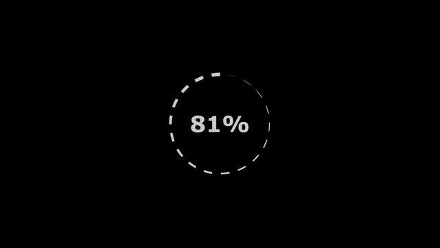 White percentage on black background 81 percent white black background progress loading
