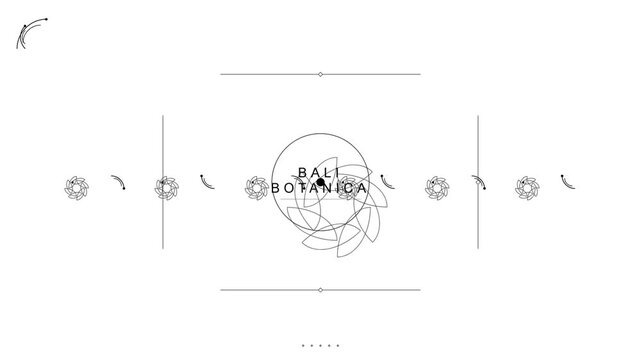 Minimalist botanical line art logo design with geometric shapes and organic elements on a white background