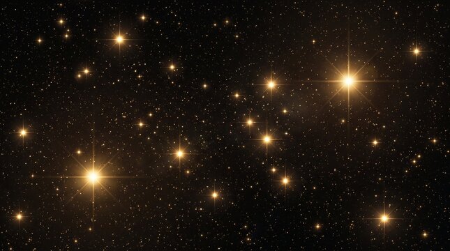 Golden starry night sky a radiant cosmic display for elegant designs and celestial themes