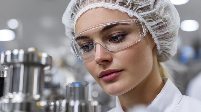 Focused female scientist in a laboratory setting with advanced scientific equipment