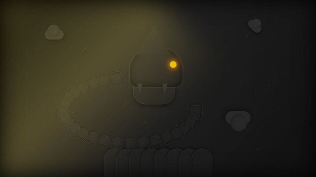 Conceptual Art of a Mysterious Dark Robot Figure with a Glowing Orange Eye in a Moody Atmospheric Space
