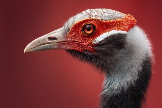 Close-up profile portrait of a large wild bird's head