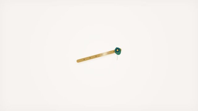 A clean 2D vector animation of a traditional Indian wooden rattle toy (peepal pati / traditional children's toy) spinning against a minimal neutral background. Ideal for Indian cultural heritage, trad