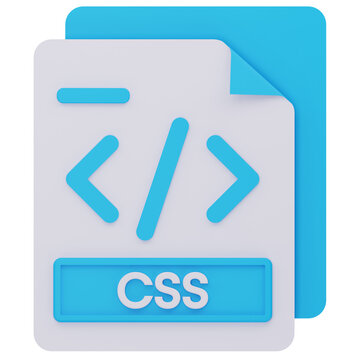 3D rendering CSS document icon for web styling and website development
