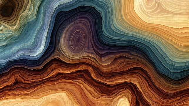 Abstract Geode Layers, Organic Stone Texture Background, Earthy Tones Swirl Pattern, Natural Mineral Art
