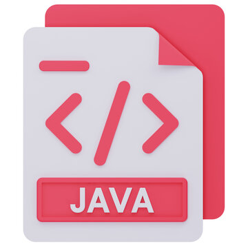 3D rendering JAVA document icon for programming and software development