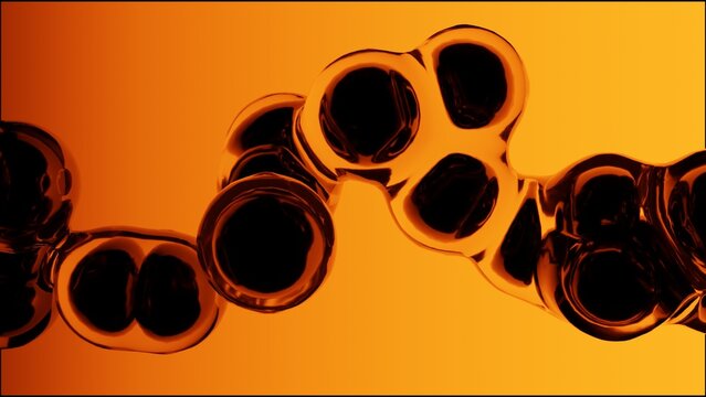 Abstract Orange Liquid Cells Dividing and Merging