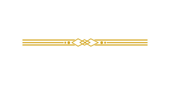Elegant gold art decor decorative divider isolated on transparent background