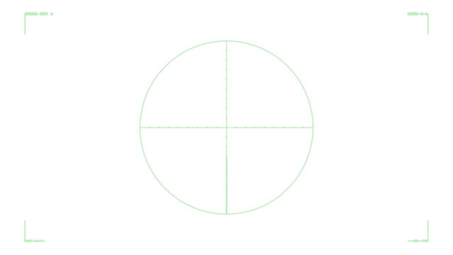 Sniper scope reticle viewfinder overlay, transparent PNG