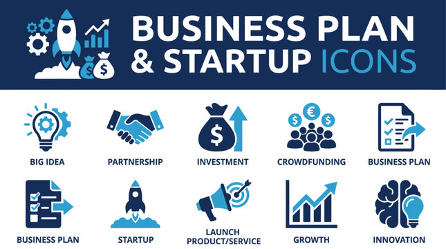 Creative vector illustration representing a business startup plan with innovative strategy financial investment crowdfunding capital and a big idea concept for corporate growth and entrepreneurship