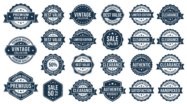 Exclusive Collection of Retro Premium Quality Badge Designs and Vintage Sticker Graphic Vector Illustrations for Professional Branding, Identity, and Authentic E-Commerce Marketing Campaigns.