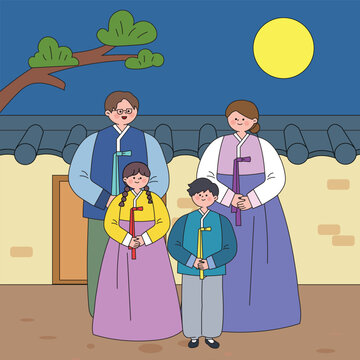 Happy Chuseok Korean Family