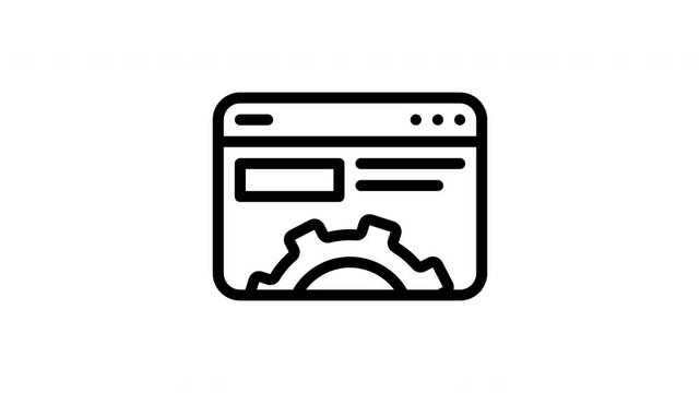 Website Configuration and Settings Dashboard Browser Window Line Animation with Transparent Alpha Channel