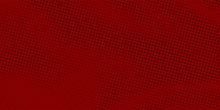 Abstract dark red halftone dot background, modern crimson pop art comic style pattern backdrop for poster, banner, presentation, cover, halloween, print design