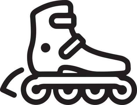 Single continuous line drawing chunky recreational inline skate. Protective padded boot, ankle strap fastener, and four wheels for an active lifestyle.one line icon drawing