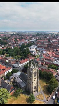 Aerial video of Driffield East Yorkshire UK.Driffield, being near the centre of the Yorkshire Wolds, is named The Capital of the Wolds.	