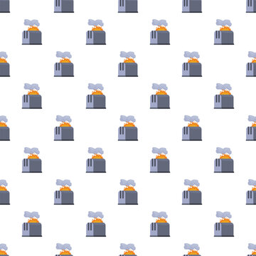 Toasters burning with smoke creating a repeating pattern