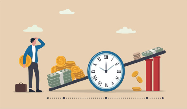 Time red pillars value that on this for in is this the to of money, sum of money worth more now at present time than future, inflation or earning cost, value depend on time, businessman investor