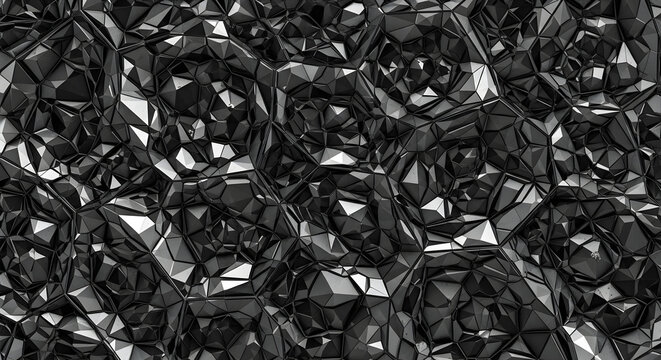 Abstract dark geometric background with faceted polygons and sharp angles - 3D render texture