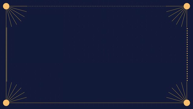 Elegant art deco golden frame on dark blue background