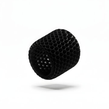 Black honeycomb grid modifier for studio flash on white background