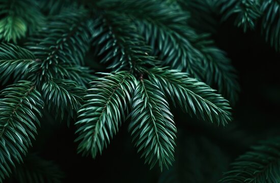 Close-up view of dark green evergreen needles creating a natural, textured background