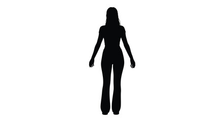 Female figure silhouette against a white background a dark outline of a person standing upright woman human body form © VoDesign02