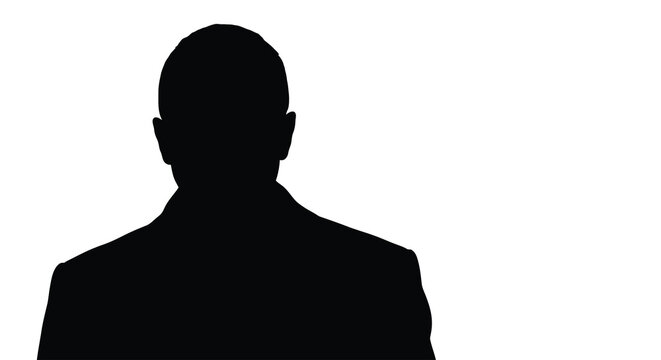 Human silhouette against a white background a dark outline of a person s head and shoulders figure profile shape