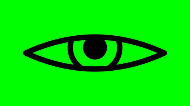 Simple Black Eye Icon on a Vivid Green Background