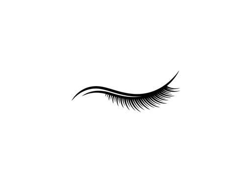 Elegant black eyelashes silhouette icon for beauty salon and makeup logo design