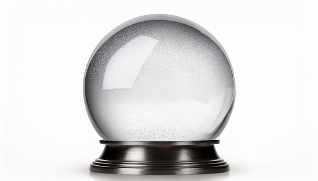 Empty Snow Globe Glass Sphere Isolated On White Background D Rendering