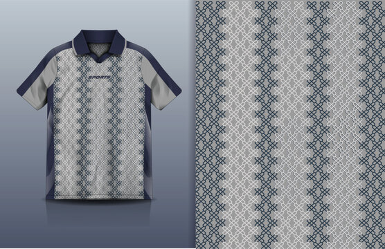 Jersey Sport Streetwear Design Cross Chain Mesh Pattern Gray Navy White Polo Collar Sublimation Fashion