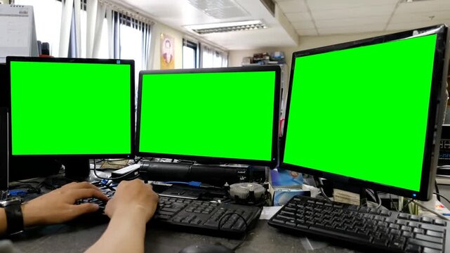 working on computer
