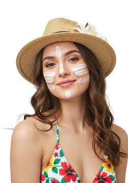 Smiling woman wearing a colorful hat and bracelet
