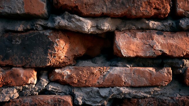 Old weathered red brick wall background texture.