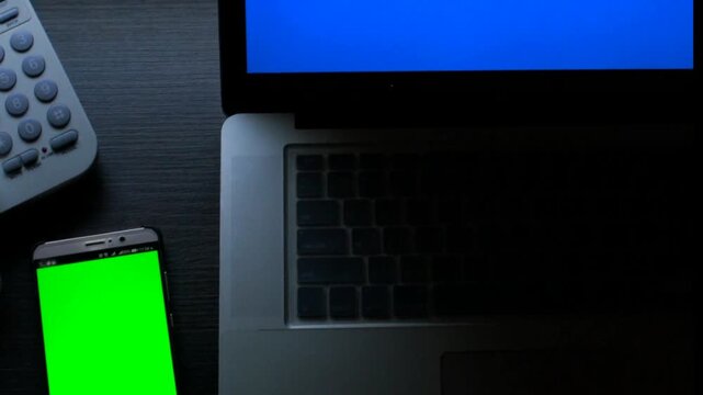 computer monitor with blue screen