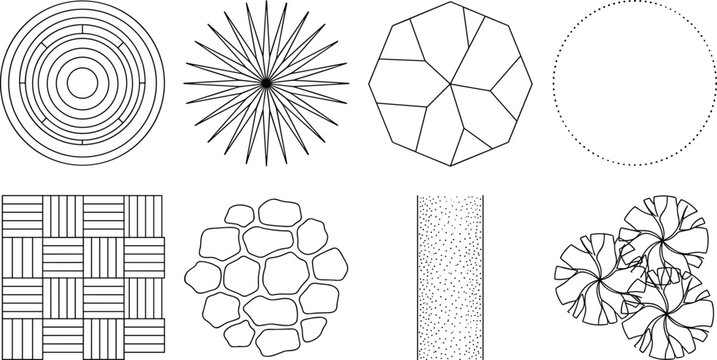 Geometric Pattern Silhouette Vector Collection Featuring Circles, Grids, Polygons, and Abstract Designs