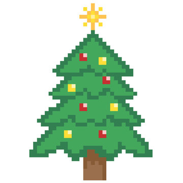 Christmas tree pixel illustration 