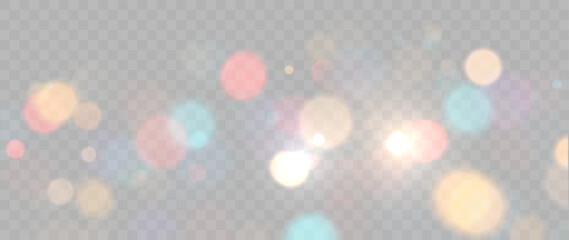 Fototapeta premium Large Colorful Defocused Bokeh Lights with Soft Pastel Glow and Copy Space on Transparent Background