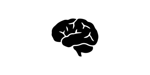 Human Brain Black Silhouette Icon. © MDNAYEM