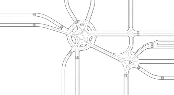 Complex road intersection network and highway interchange abstract design