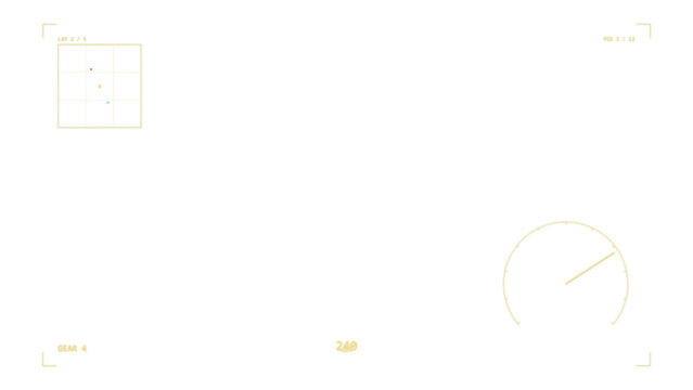 Racing game speedometer HUD overlay, transparent PNG